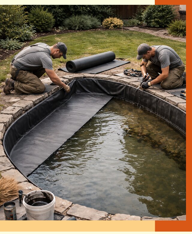 Гидроизоляция пруда в Каспийске от 15272 руб. под ключ | ТепломастерКсп профессионально