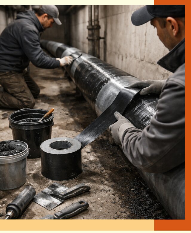 Гидроизоляция труб в Каспийске от 2545 руб. — профессиональная герметизация | ТепломастерКсп