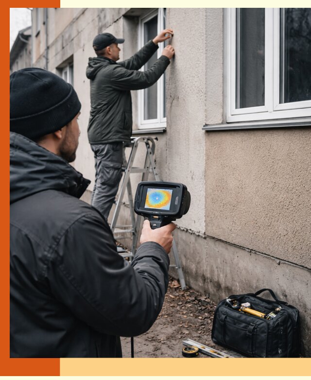 Тепловизионное обследование фасада в Каспийске для выявления дефектов
