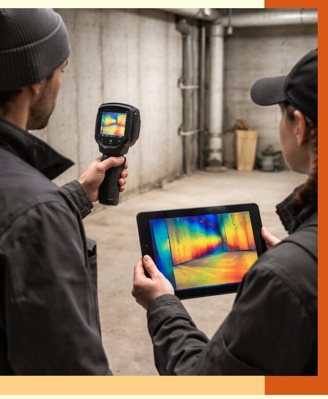 Тепловизионное обследование подвала в Каспийске от 4581 руб. — проверка гидроизоляции | ТепломастерКсп