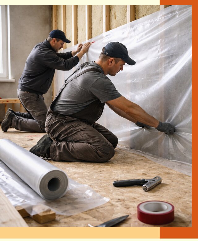 Монтаж пароизоляции в Каспийске от 2545 руб. — установка и укладка под ключ | ТепломастерКсп