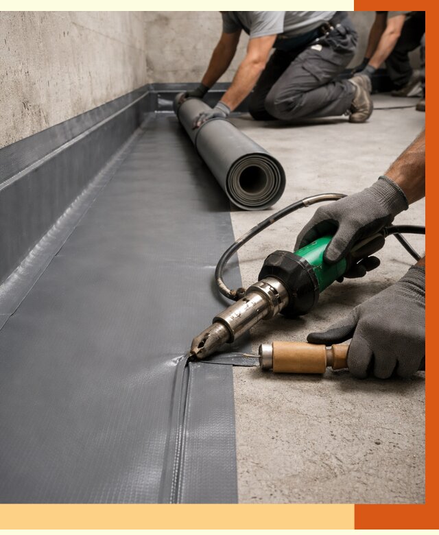 Монтаж гидроизоляционной мембраны в Каспийске от 1013 руб/м2 | ТепломастерКсп