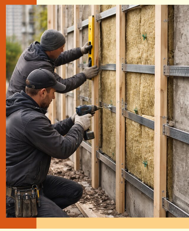 Монтаж обрешетки под утепление зданий и квартир в Каспийске