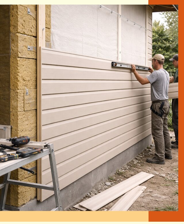 Монтаж сайдинга после утепления в Каспийске от 1883 руб. — обшивка и облицовка | ТепломастерКсп